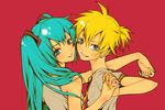  hatsune_miku kagamine_len nayu red vocaloid 