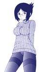  bad_id bad_pixiv_id bottomless copyright_request crotch_seam glasses monochrome murakami_murako panties panties_under_pantyhose pantyhose solo thighband_pantyhose turtleneck underwear 