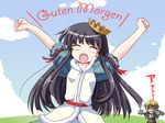  1girl black_hair closed_eyes crown german long_hair marchen nashigo prince princess schneewittchen sound_horizon stretch tears tettere translated 