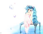  aqua_eyes aqua_hair bow diamond feet hair_bow hatsune_miku long_hair panties panties_over_pantyhose pantyhose sana_(unyata) simple_background sitting solo striped striped_panties twintails underwear vocaloid white_legwear 