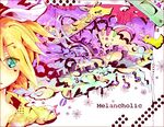  ameyashii bad_id bad_pixiv_id blonde_hair hair_ribbon kagamine_rin melancholic_(vocaloid) ribbon short_hair solo vocaloid 