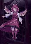  bare_tree bloomers closed_eyes dress hat kneehighs mary_janes mystia_lorelei night outstretched_arm shoes solo standing touhou tree underwear wafuryavka winged_shoes wings 