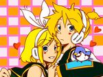  1girl aine_(haibane) bad_id bad_pixiv_id bird blush brother_and_sister grin heart kagamine_len kagamine_rin siblings smile twins vocaloid 