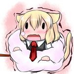  animal_ears blonde_hair cat_ears cat_tail chibi cotton_candy fang hoshizuki_(seigetsu) kemonomimi_mode purumia rumia short_hair solo tail touhou trembling |_| 