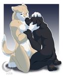  black canine couple crying eclipsewolf gay kneeling love male nude sad tears 
