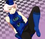  bad_id bad_pixiv_id black_legwear black_panties boots breasts elizabeth_(persona) gloves hat large_breasts leg_lift panties panties_under_pantyhose pantyhose persona persona_3 pink_hair short_hair smirk solo ultra00 underwear yellow_eyes 