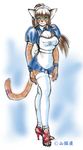  cat feline female high_heels maid maid_uniform solo stockings yamaneko 