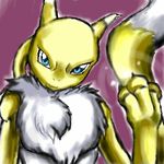 blue_eyes canine chest_tuft crossover digimon digimon_tamers fox fur hybrid legendary_pok&#233;mon looking_at_viewer low_res mammal mewtwo nintendo pok&#233;mon pok&eacute;mon renamon solo tail tuft unknown_artist video_games what_has_science_done yellow_body 