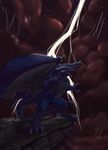  claws color dragon horns lightning male pants portrait roar scales scalie sefeiren storm tail wings 