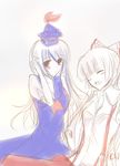  bad_id bad_pixiv_id fujiwara_no_mokou hat kamishirasawa_keine kuoto laughing multiple_girls sketch touhou 