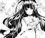  bad_id bad_pixiv_id bow branch flower greyscale houraisan_kaguya jeweled_branch_of_hourai long_hair monochrome sleeves_past_wrists solo touhou very_long_hair yutsumoe 