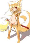  animal_ears blonde_hair elbow_gloves fox_ears fox_tail gloves kazami_karasu moonlight_flower ragnarok_online red_eyes short_hair sketch solo tail thighhighs 