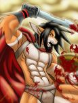  300 blood canine cape combat faint fox male shield skimpy solo sword warrior weapon 