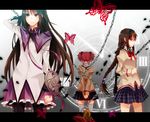  akemi_homura bad_id bad_pixiv_id black_hair braid dual_persona glasses hairband highres kaname_madoka long_hair mahou_shoujo_madoka_magica mashiko mitakihara_school_uniform multiple_girls pantyhose pink_hair purple_eyes red-framed_eyewear school_uniform short_hair short_twintails spoilers tears thighhighs twin_braids twintails 