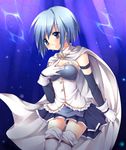  bad_id bad_pixiv_id blue_eyes blue_hair cape gloves hand_on_own_chest highres magical_girl mahou_shoujo_madoka_magica miki_sayaka short_hair solo sorai_mahiru tears thighhighs white_gloves white_legwear zettai_ryouiki 