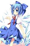  ahoge bad_id bad_pixiv_id blue_eyes blue_hair cirno crystal highres nanaroba_hana short_hair simple_background solo touhou wings 