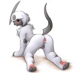  all_fours anthro anus censored cum female flucra nintendo plain_background pok&#233;mon pok&#233;morph pok&eacute;mon pussy solo video_games white_background 