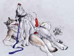  anal anal_penetration blotch canine canine_penis collar colored_background cum cumshot dog gay hands-free knot leash male nude orgasm penetration penis 