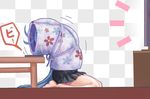  antenna_hair bad_id bad_pixiv_id barefoot blue_hair controller denpa_onna_to_seishun_otoko futon long_hair plaid remote_control rope seiza sitting skirt solo table television touwa_erio tsukikanade very_long_hair 