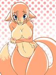  battle_franky blue_eyes blush breasts canine chubby crossed_arms ears_down female fox looking_at_viewer nude orange pussy solo standing tail tan thighs toony wide_hips 