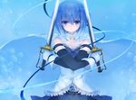  bad_id bad_pixiv_id bare_shoulders belt blue blue_eyes blue_hair cape crossed_arms detached_sleeves dual_wielding gloves holding magical_girl mahou_shoujo_madoka_magica miki_sayaka ni_(2shi) ribbon short_hair solo sword tears upper_body weapon white_gloves 