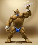  anhes bear bow_tie male muscles solo speedo underwear waiter 