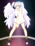  angel angel_chromosome_xx bad_id bad_pixiv_id company_connection grey_hair highres legs multiple_wings neon_genesis_evangelion panty_&amp;_stocking_with_garterbelt panty_(psg) parody red_eyes seraph shirt shoes shou_(past) smile socks solo tabris tabris-xx twintails wings 