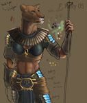  abs ankh armor deity egyptian f_kelly feline female lion midriff polearm scarab sekhmet solo tough work_in_progress 