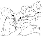  breasts canine chest_tuft clitoris digimon digitigrade elbow_gloves eyes_closed face_markings female fingering fox furball masturbation navel on_back pussy pussy_juice renamon solo spread_legs spread_pussy spreading tail tracing 