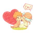  2boys bleach bleach:_hell_chapter chibi heart hujitan-very-cute kiss kokuto_(bleach) kokutou_(bleach) kurosaki_ichigo multiple_boys orange_hair 