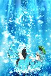  bad_id bad_pixiv_id blue_eyes blue_hair boots bubble hair_bobbles hair_ornament hanashi_o_shiyou hat heart kawashiro_nitori key solo touhou two_side_up underwater water 