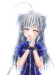  ahoge animal_ears cat_ears cat_tail dog_days eyes_closed leonmitchelli_galette_des_rois long_hair open_mouth pikeru_(artist) pixiv_thumbnail resized smile solo tail white_hair 