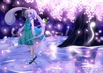  bad_id bad_pixiv_id blue_eyes cherry_blossoms dress ghost hairband konpaku_youmu konpaku_youmu_(ghost) mary_janes mizuki_yae shoes short_hair silver_hair socks solo sword touhou vest water weapon 