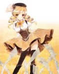  bad_id bad_pixiv_id blonde_hair drill_hair gloves gun hat magical_girl magical_musket mahou_shoujo_madoka_magica musket ni_(2shi) short_hair simple_background skirt smile solo thighhighs tomoe_mami twintails weapon yellow_eyes 