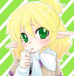  :&lt; blonde_hair blush green_eyes mizuhashi_parsee pointy_ears scarf short_hair solo touhou yotsuba_yuiko 