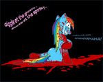  blood blue_fur crazy crying english_text equine female feral friendship_is_magic fur hair horse insane mammal multi-colored_hair my_little_pony plain_background pony rainbow_dash_(mlp) rainbow_hair red_eyes rocket_to_insanity_(mlp_fanfic) scherzo sitting smile solo text 