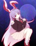  animal_ears bad_id bad_pixiv_id blazer bunny_ears crescent full_moon jacket jumping long_hair moon panties paw_pose pink_hair pleated_skirt red_eyes reisen_udongein_inaba sanuki_(zigzagflamberge) skirt solo touhou underwear very_long_hair white_panties 