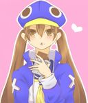  brown_hair chocolate disgaea disgaea_4 eating hat heart kazamatsuri_fuuka long_hair makai_senki_disgaea_4 sailor_fuku school_uniform serafuku uniform 