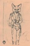  bodysuit canine cleavage female flight_suit fox jumpsuit off_duty sara_palmer sketch skinsuit solo uniform unzipping 