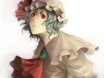  ascot bad_id bad_pixiv_id blue_hair brooch hat jewelry red_eyes remilia_scarlet short_hair solo touhou upper_body vitaminlemon 