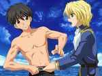  2boys kyou_kara_maou kyou_kara_maou! male male_focus multiple_boys muscle shibuya_yuuri topless wolfram_von_bielefeld 