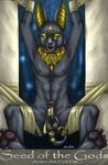  anubian_jackal anubis bdsm bondage canine cum dark_toki deity egyptian gold jackal male penis solo tail_ring 