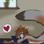  &hearts; aer ambiguous_gender blush canine eyes_closed female fox grey_fox jijix nude orgasm pillow plant solo window 