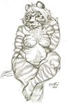  chest_tuft chubby feline female hair happy_trail it&#039;s_a_trap! nude pose short_hair sitting solo stripes tiger 