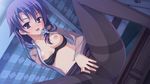  blue_hair breasts game_cg muririn nagamitsu_maya nipples noble_works open_shirt panties pantyhose purple_eyes underwear 