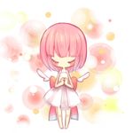  2011_sendai_earthquake_and_tsunami angel angel_wings bad_id bad_pixiv_id bow copyright_request dress pink_hair praying solo white white_background wings yuya_(night_lily) 