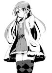  argyle argyle_legwear attsun_(atsushi_jb) bad_id bad_pixiv_id coat dress face greyscale kousaka_kirino long_hair monochrome ore_no_imouto_ga_konna_ni_kawaii_wake_ga_nai solo thighhighs 