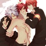  3boys arms_behind_back blue_eyes bound bound_hands bound_wrists casual cigarette eyes_closed green_eyes grimace group_sex hands_behind_back imminent_rape inazuma_eleven inazuma_eleven_(series) jacket kiyama_hiroto licking male male_focus multiple_boys nagumo_haruya nipples open_clothes open_mouth open_shirt rape red_hair restrained school_uniform schoolboy sex shirt shoes short_hair smirk smoke suzuno_fuusuke threesome topless undressing white_hair yaoi 