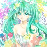  aqua_eyes aqua_hair bad_id bad_pixiv_id flower hair_flower hair_ornament hatsune_miku kohana_(ayako) long_hair smile solo twintails vocaloid 