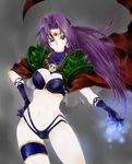  blue_eyes breasts cape cleavage ema_(earth-b) hair_intakes medium_breasts naga_the_serpent purple_hair revealing_clothes slayers solo spikes 